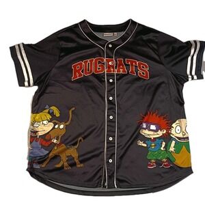 Nickelodeon Rugrats Jersey Black Unisex Men's 3XL 90s‎ Y2K Nostalgia Casual